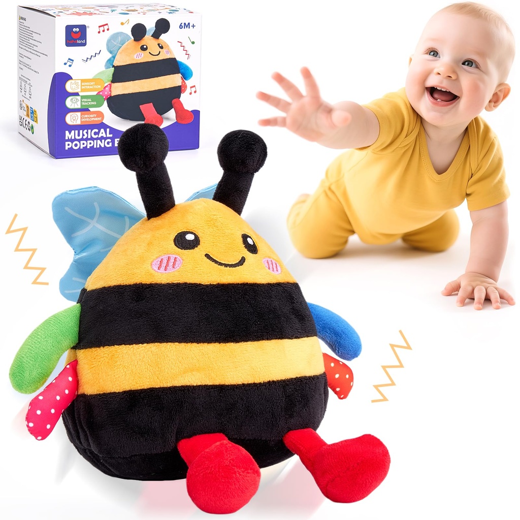 hahaland 4-IN-1 Dancing Bee Baby Toys 6 to 12 Months Boys & Girls Montessori Plush Interactive