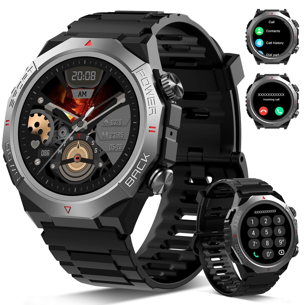 Military Smart Watch for Men Answer/Make Calls, 1.39" HD Fitness Watch with Heart Rate/SpO2