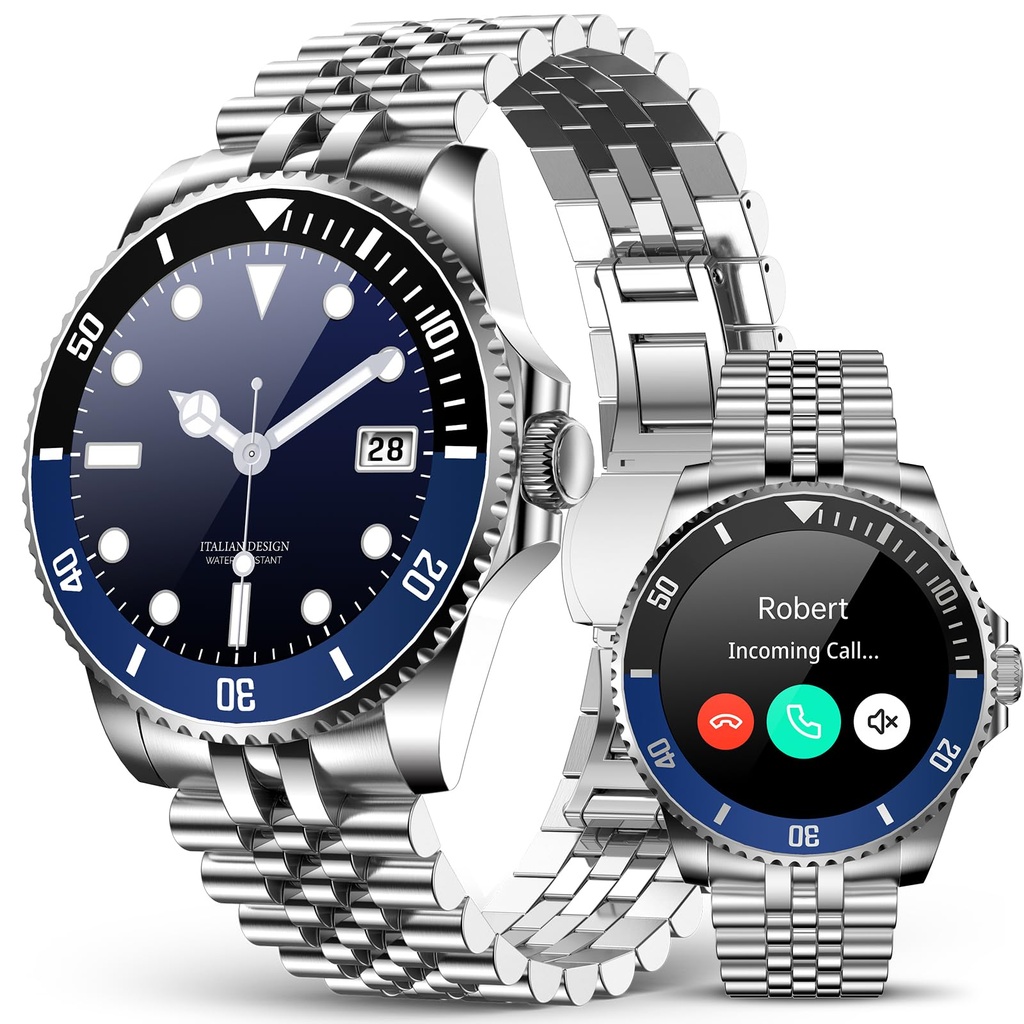 SOUYIE AI Smart Watches for Men, Waterproof Round Watch, 1.19" AMOLED Display, 24/7 Heart Rate