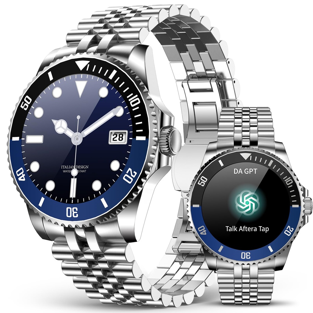 AI Smart Watches for Men, DA GPT Deep Search, 24/7 Heart Rate, Blood Pressure, Blood Oxygen