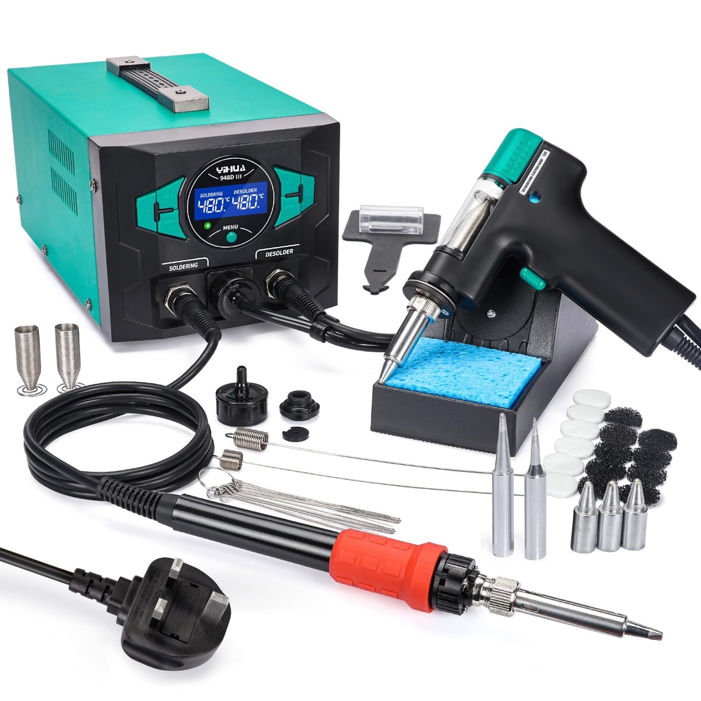YIHUA 948D-III Soldering Iron Desoldering Station Kit with Upgraded Desolder Gun, 110W EVO