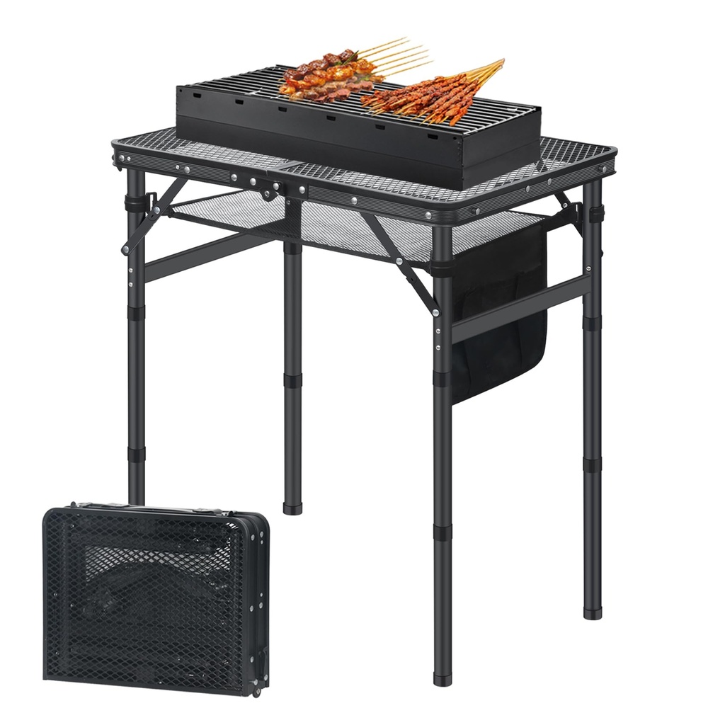 ZOESTORAGE Folding Camping Table, Metal Camping Table Great for Picnic, Beach, BBQ, Garden, Party