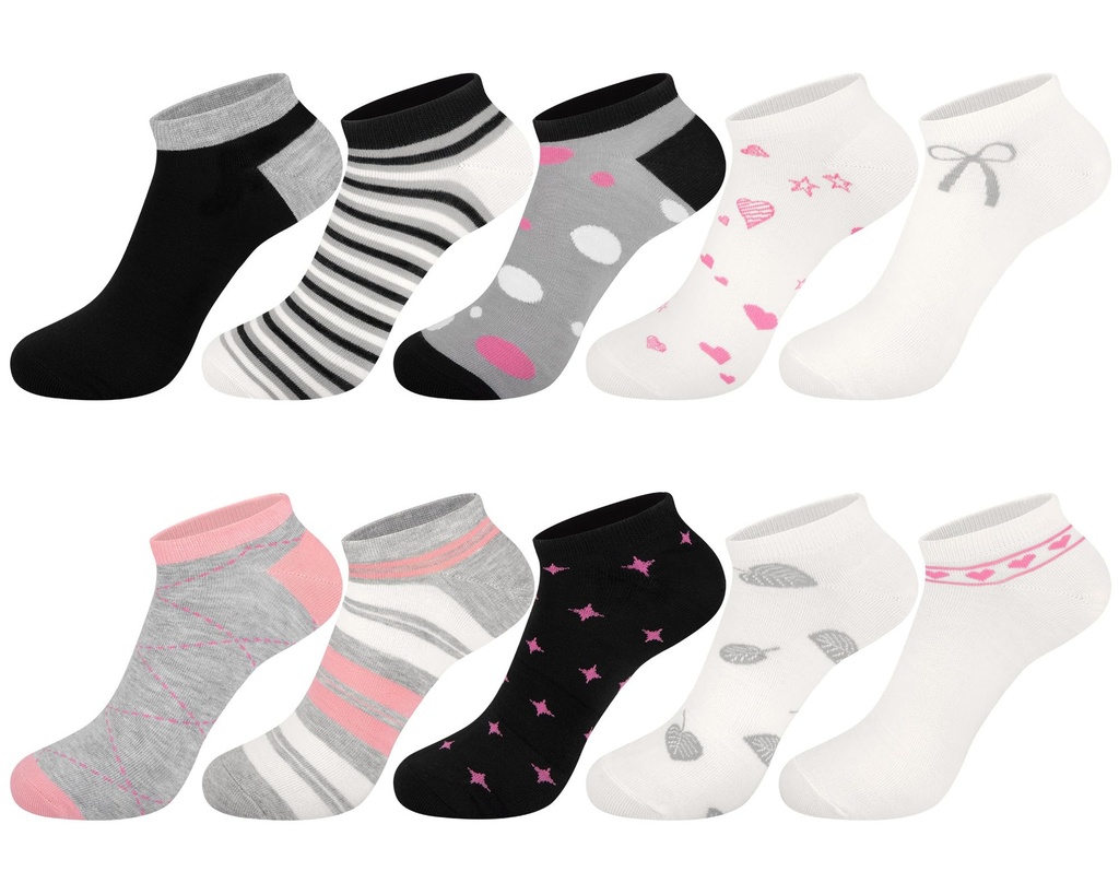 Softcozy 10 Pairs Women's Crew Socks with Multi Stripe Dot and Heart Patterns, Soft and Bre