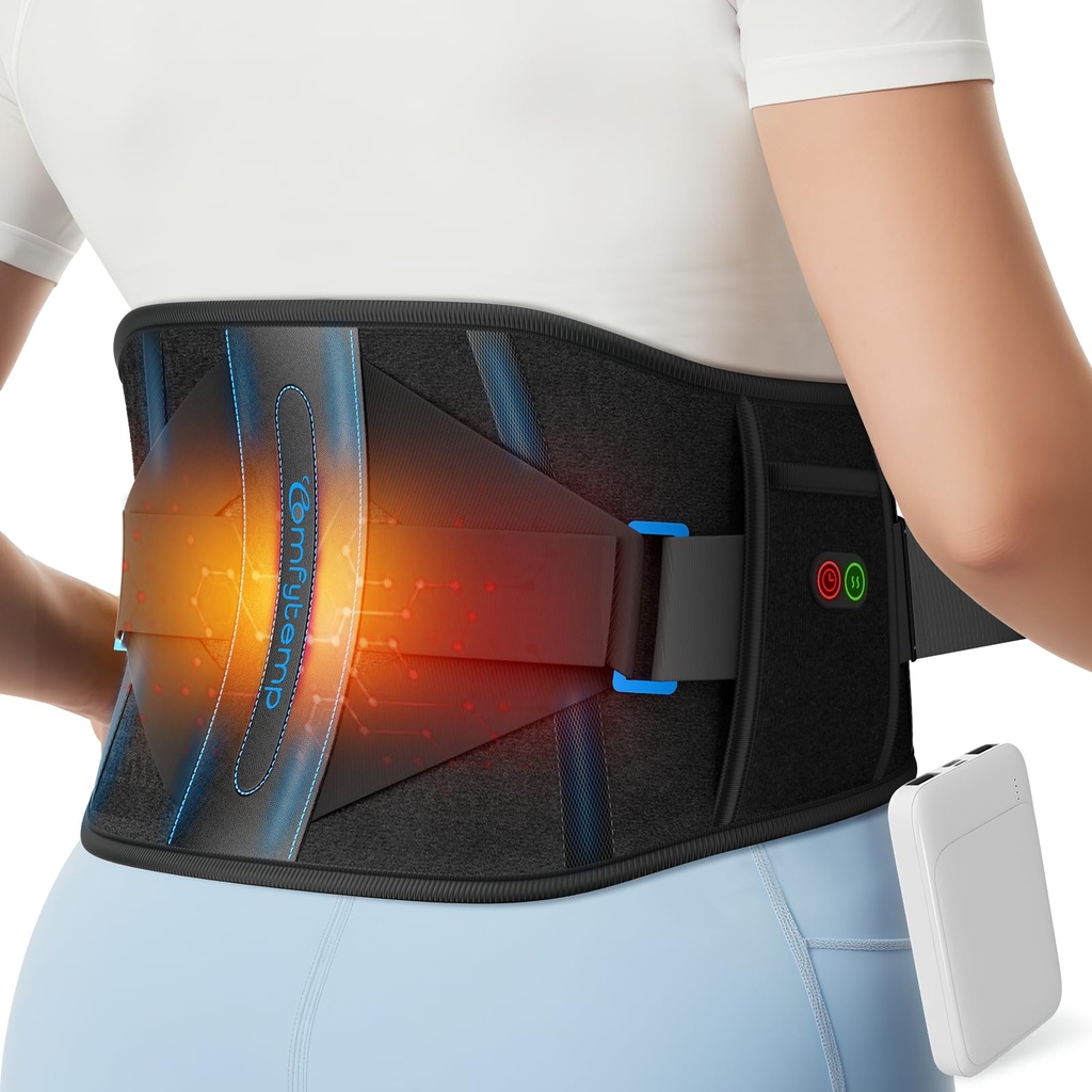 Comfytemp Cordless Heat Pad with Back Brace for Lower Back, Portable Wireless Wearable Heat