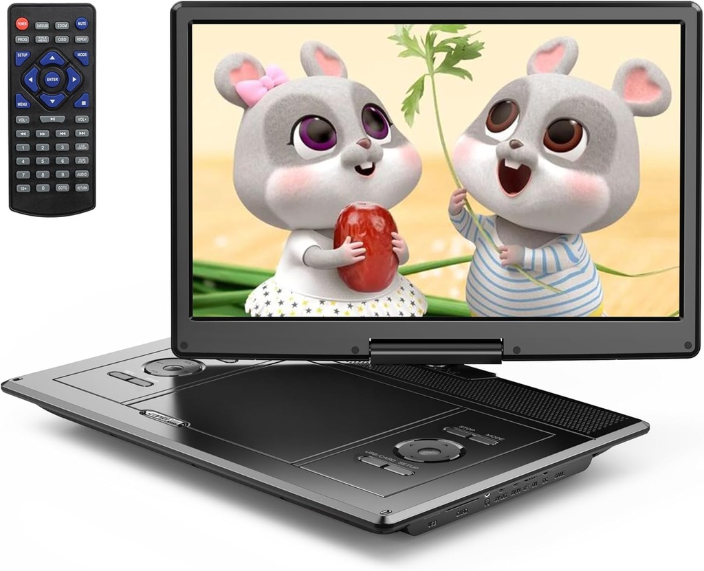 Yoton 16.9" Portable DVD Player with 14.1" HD Swivel Screen for Car, 6-Hour Rechargeable