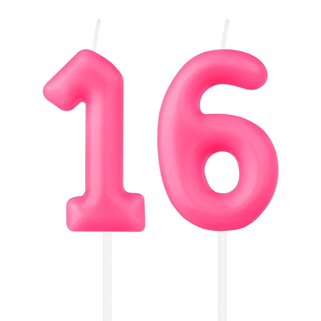 Macaron Number Birthday Candles,Hot Pink 16th Birthday Candles, Macaron Hot Pink Number 16