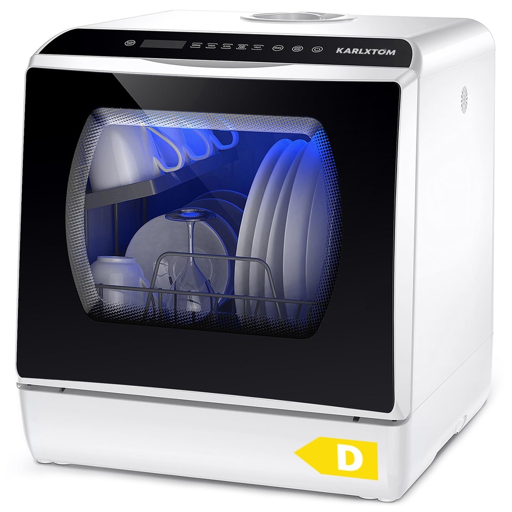 Karlxtom Table Top Dishwasher 6 Programs Mini Dishwasher with Touch Control, Auto-drying