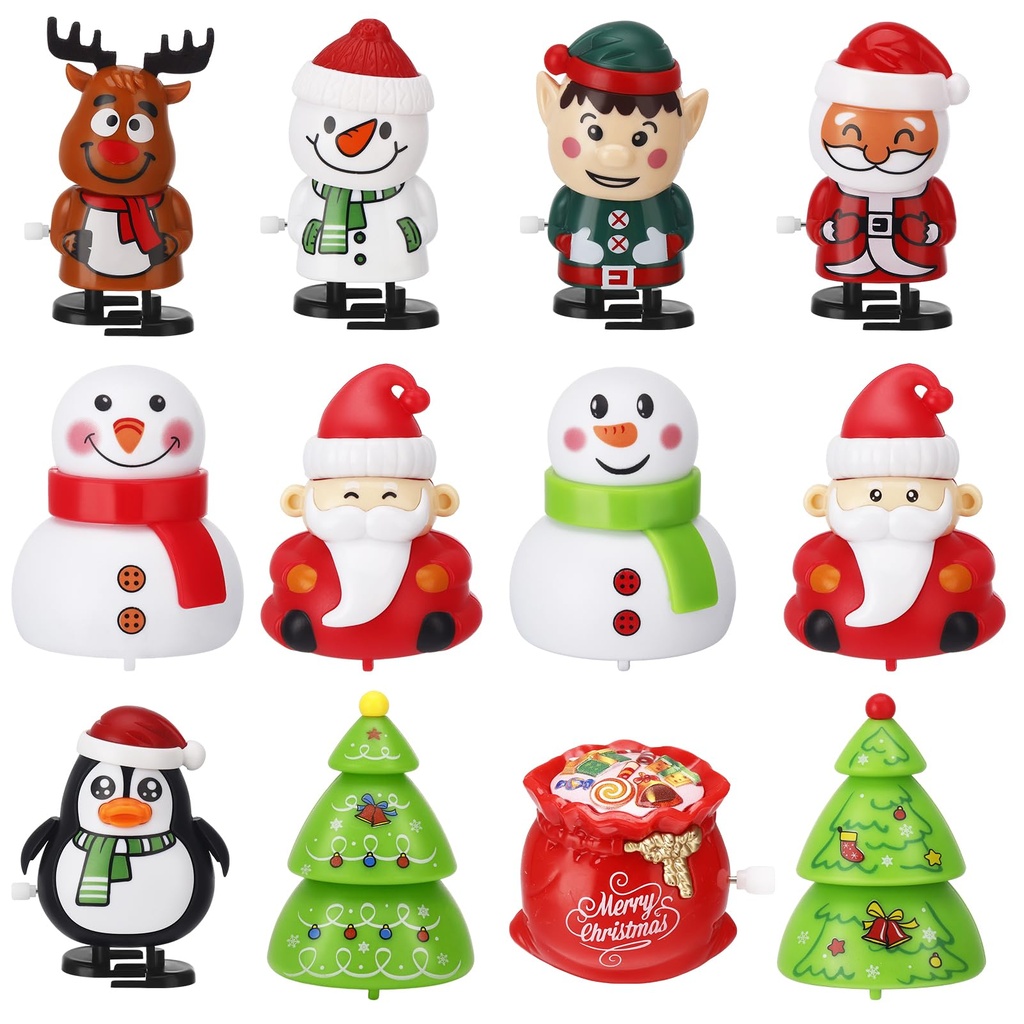GSrenyu 12 Pack Christmas Wind Up Toy, 6 Christmas Pull Back Cars and 6 Christmas wind-up t