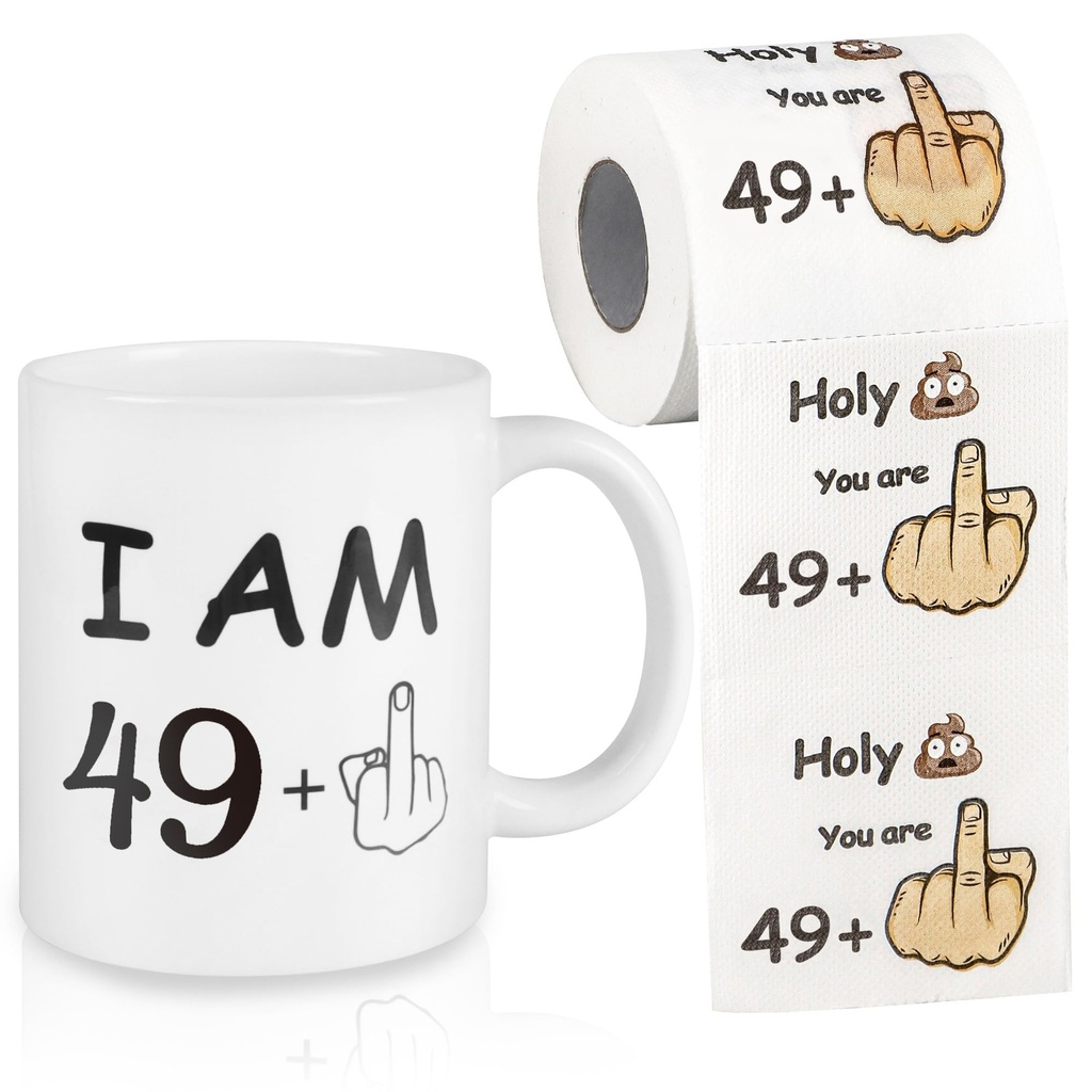 WenmthG Funny 50th Birthday Gifts Idea - Happy Prank Toilet Paper with 11 oz Novelty Coffee