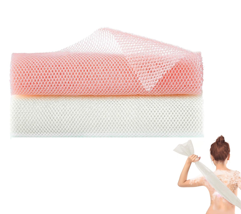 African Exfoliating Net Long Bath Sponge, Body Scrubber for Shower, Skin Smoother for Daily