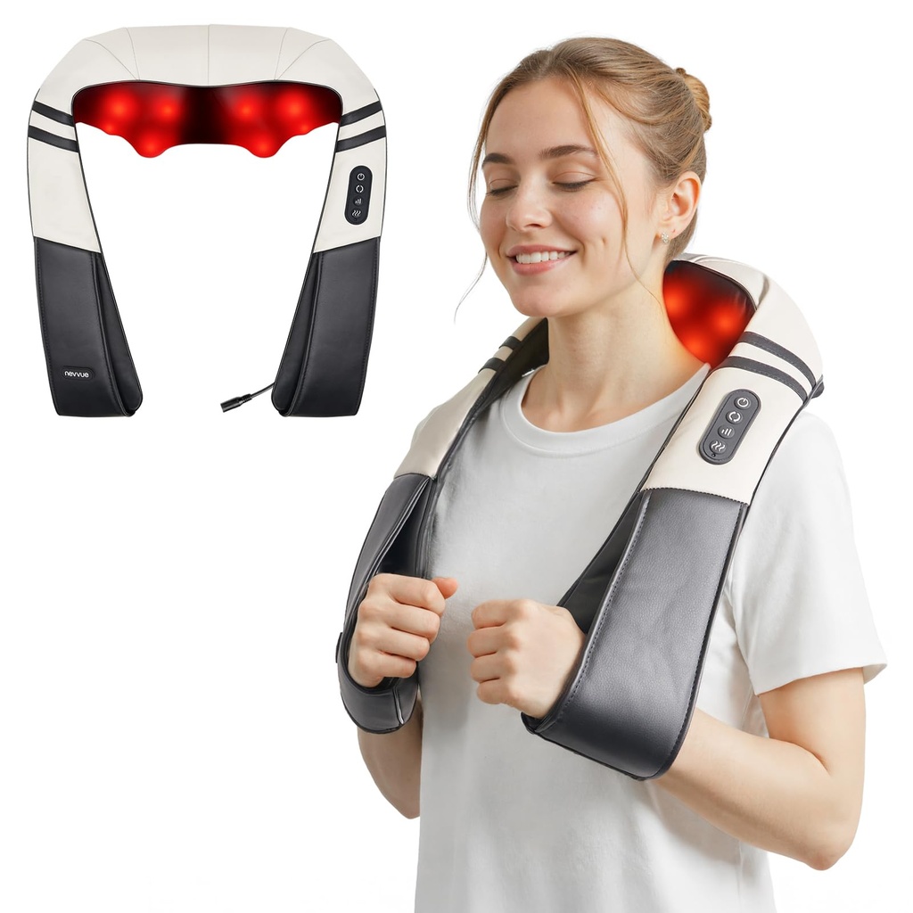 Nevvue Neck Massager, Back Massagers with Heat, Deep Tissue 3D Kneading, Neck and Shoulder