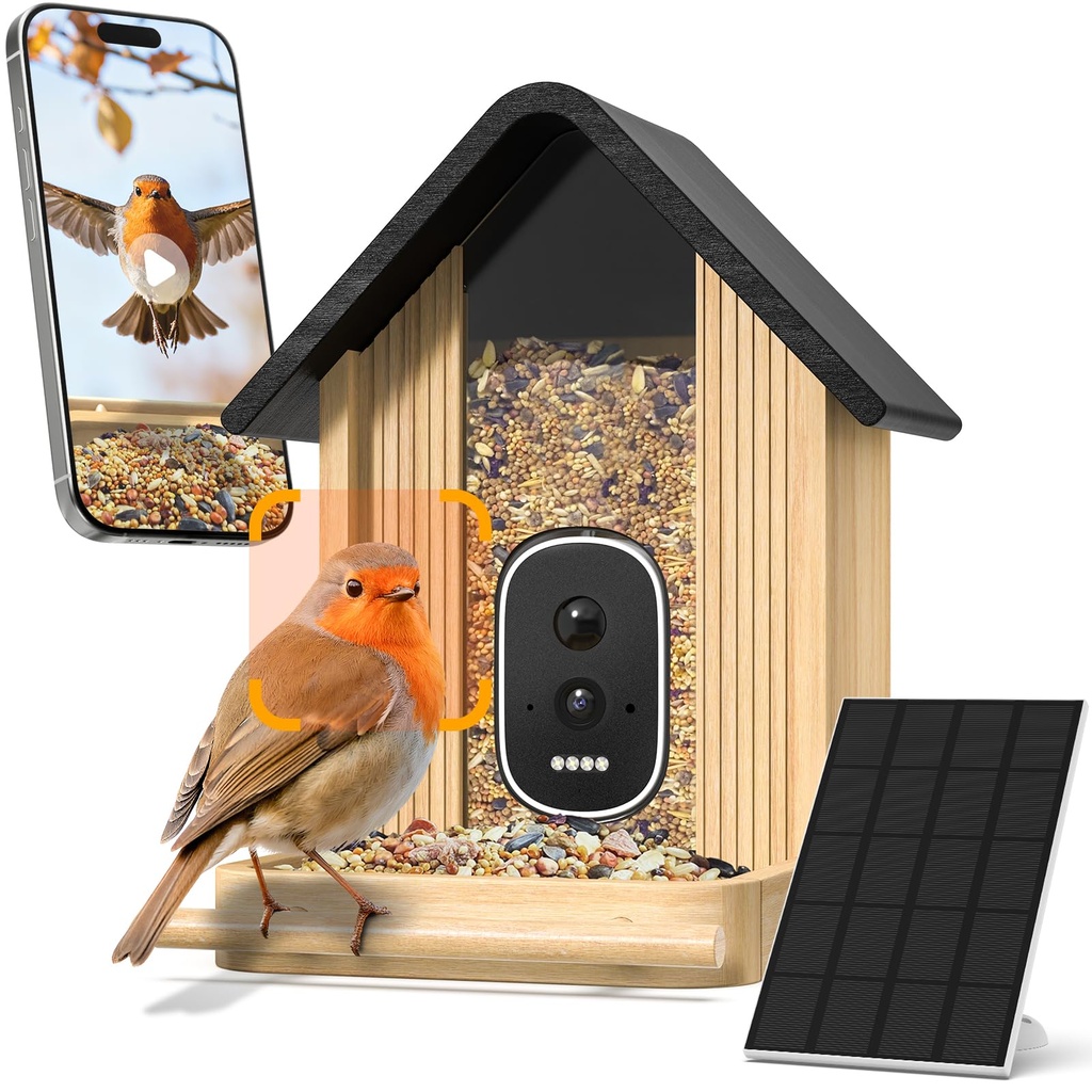 BirdLink Smart Bird Feeder with Camera, 2.5K UHD Bird Feeder Camera Solar Powered, Sensitive