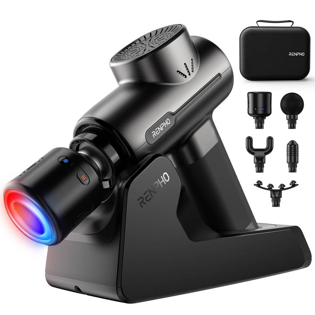 RENPHO Massage Gun with Charging Stand, Percussion Muscle Deep Tissue with Heat and Cold 