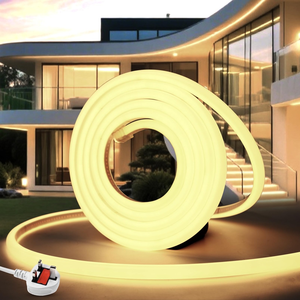 YOODI Neon COB Led Rope Lighting 5M /16.4 FT 220V IP65 Waterproof Fireproof Cuttable