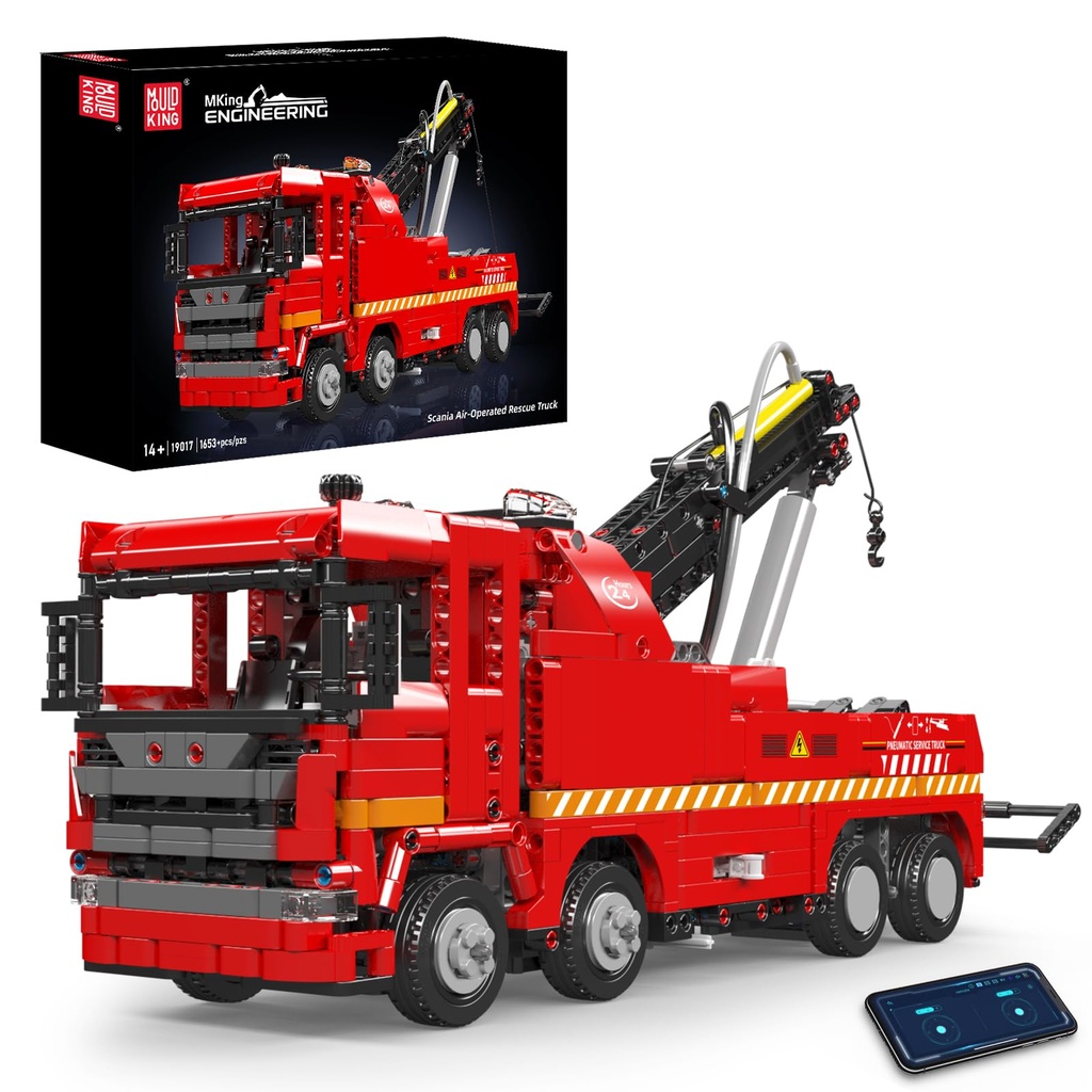 Mould King 19017 Pneumatic Truck Building Blocks Kit, Remote Controlled Pneumatic Drive Truck