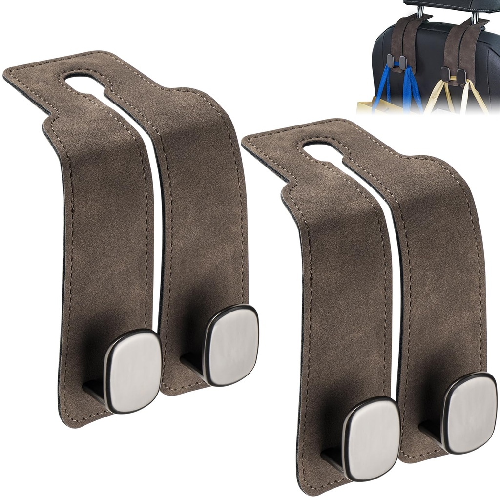 CORATED 2Pcs Car Seat Headrest Hook, Car Seat Organizer Hooks, Auto Seat Hook Hangers, Car