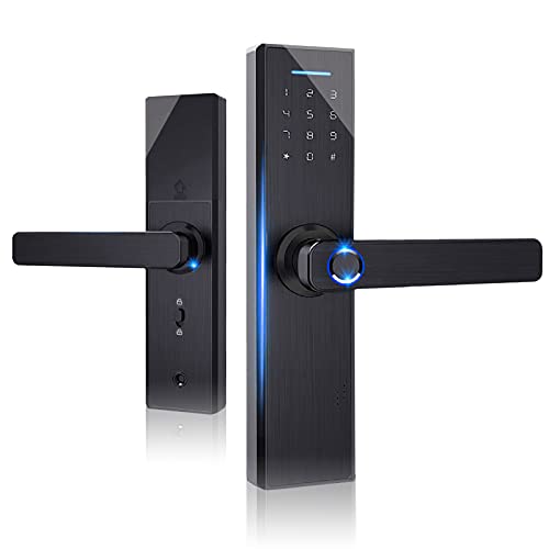 Fingerprint & Touchscreen Smart Door Lock - 4-in-1 Keyless Entry Handle Lock, Biometric Key