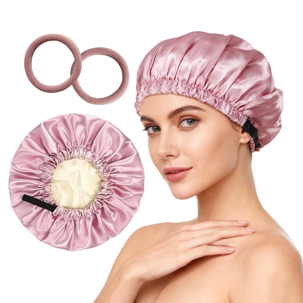 Double Layer Satin Bonnet for Sleeping silk bonnet for sleeping curly hair with 2Pcs Hair r