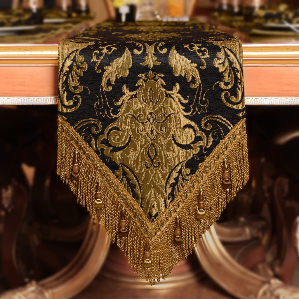 TOPLUXE Table Runner with Handmade Tassels, Table Decoration for Dining Room/Restaurant