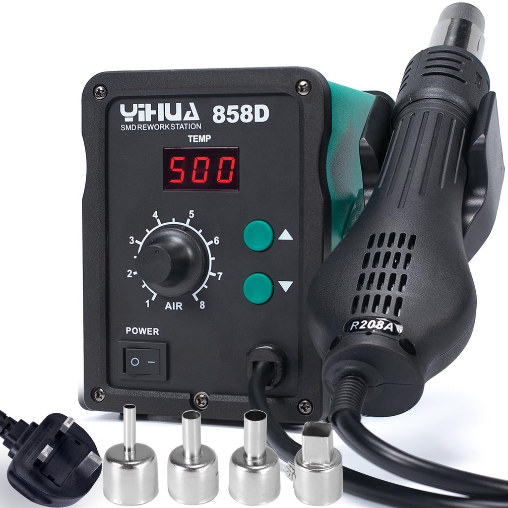 YIHUA 858D Hot Air Rework Station 700W for SMD Soldering and desoldering with Adjustable 