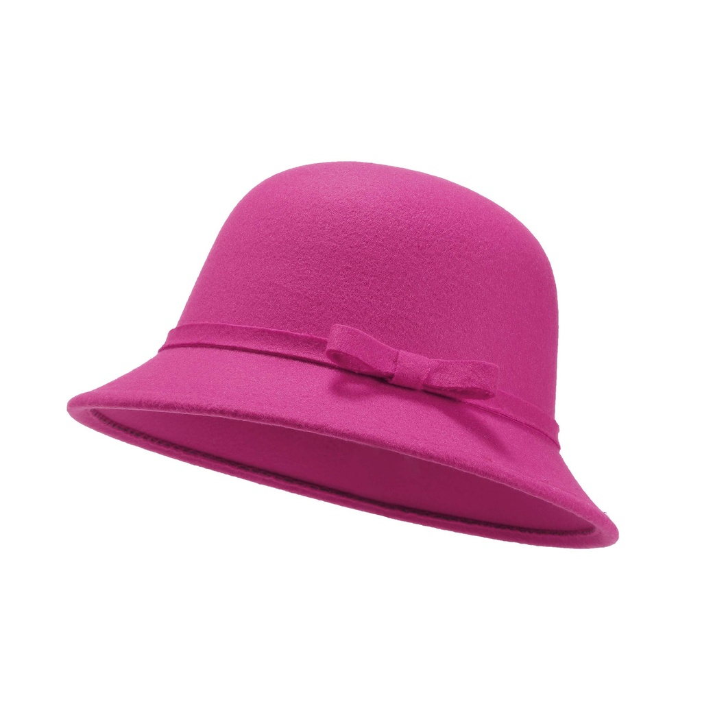 UltraKey Women Felt Hat, Bucket Hat, Adjustable Vintage Bowler Suede Wool Hat with Bowknot