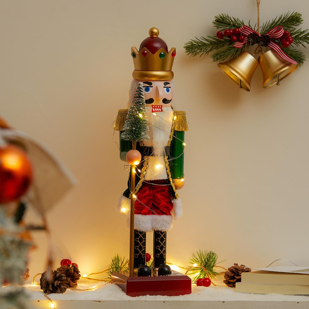Fagalil Christmas Nutcracker Soldiers, 38cm Large Christmas Nutcracker Figures with LED Lig