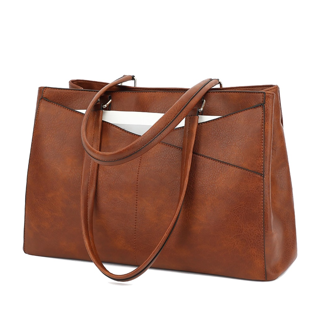 HiRiley Laptop Tote Bags for Women 15.6 Inch Pu Leather with Pockets 