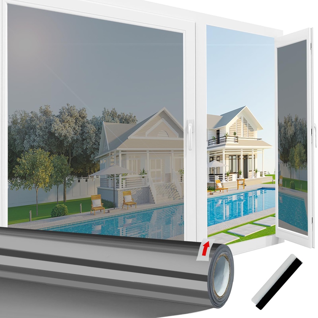 Linarun Reflective Window Film Privacy 90x1000 One Way Window Film Mirror Window Tint Film