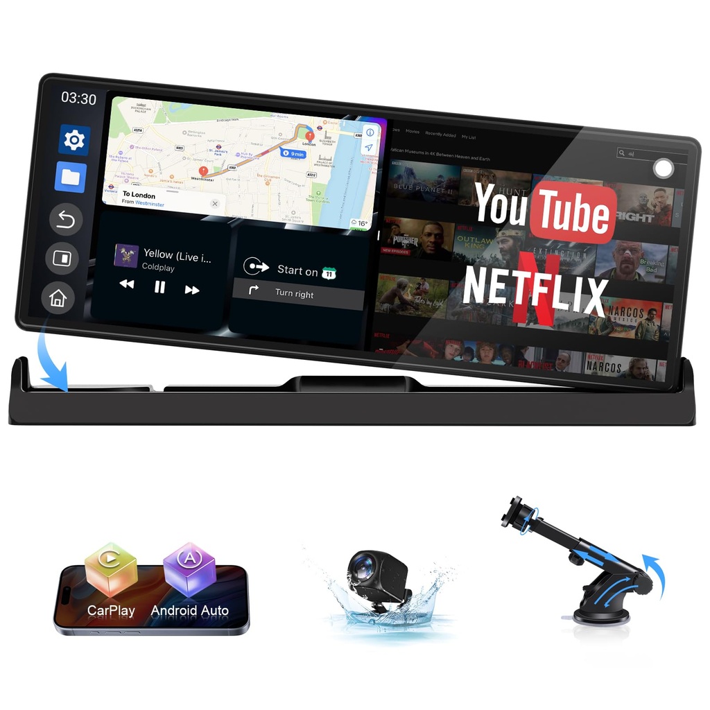 4 in 1 Jansite Apple Car play Screen Android Auto with Youtube/Netflix/Tiktok