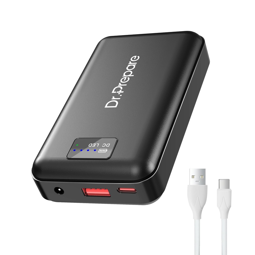 DR.PREPARE 16000mAh Battery Pack with 7.4V DC (3.8mm) & 5V USB Output for Heated Vest