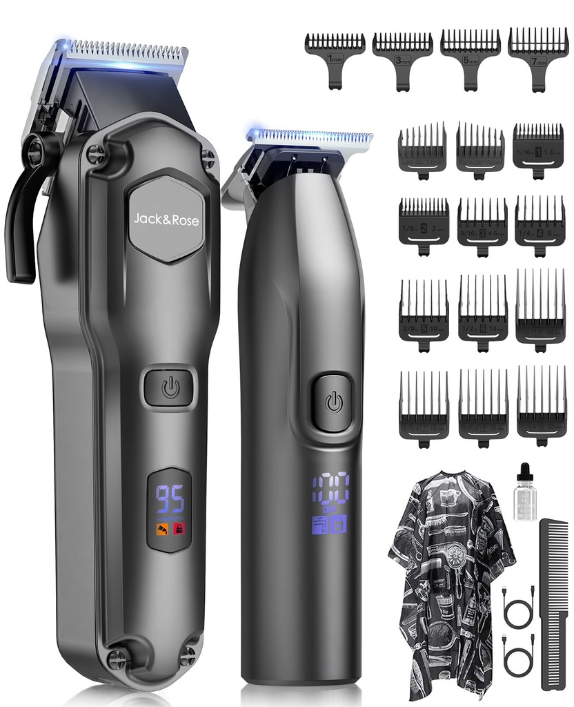 Jack&Rose Hair Clippers Men and Trimmers Set, IPX7 Waterproof Cordless Hair Clippers 