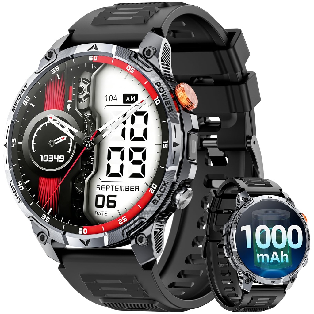 Military Smart Watches for Men,1.75Ã¢Â€Â³ Smartwatch with 100-Day Ultra-Long Battery/Flashl