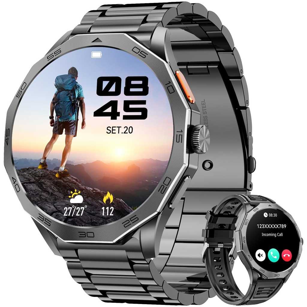 Military Smart Watch for Men Answer/Make Calls 710mAh Big Battery, 1.85" HD Ultra Screen 