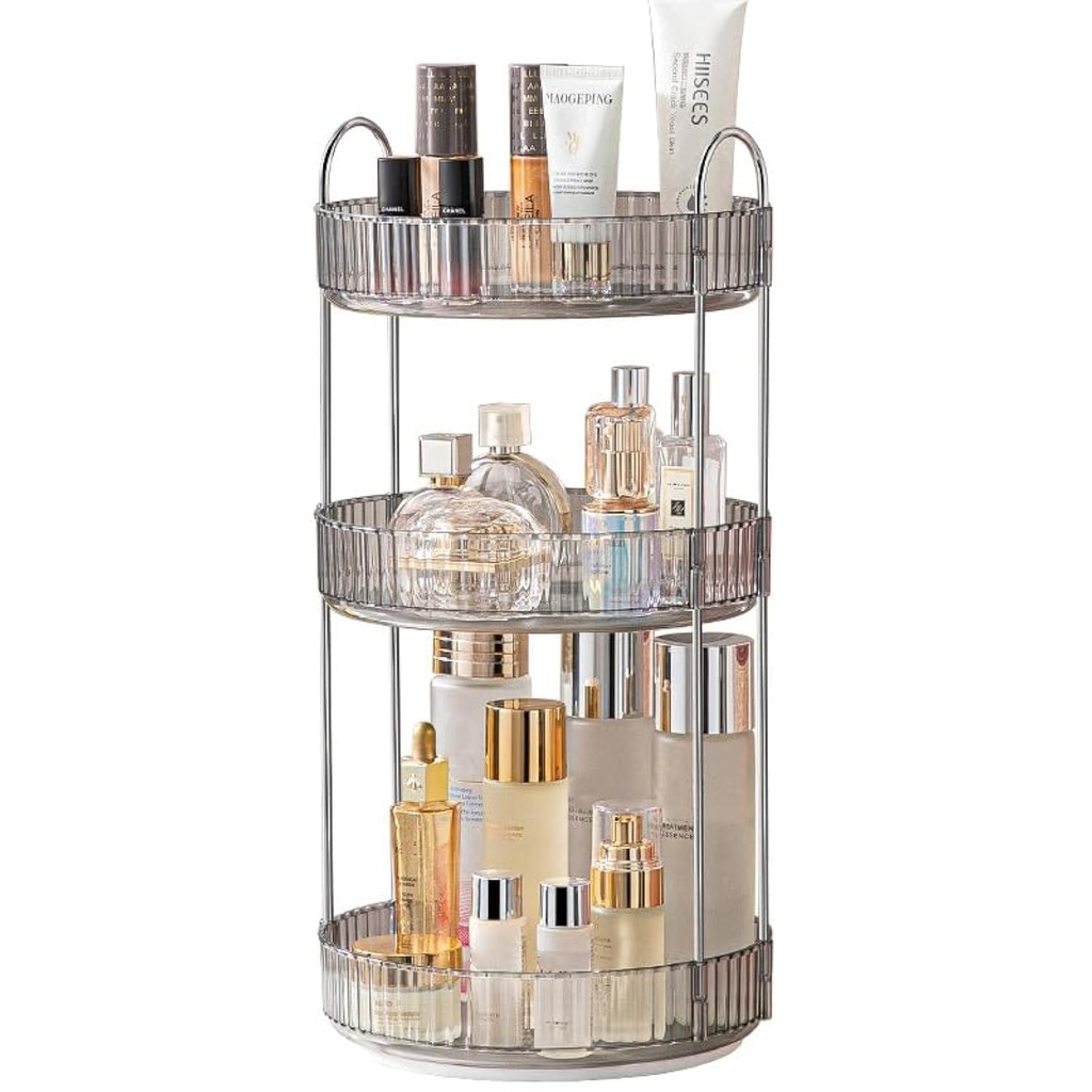 Makeup Organizer for Vanity, 360° Rotating Bathroom Organizer Countertop, High-Capacity