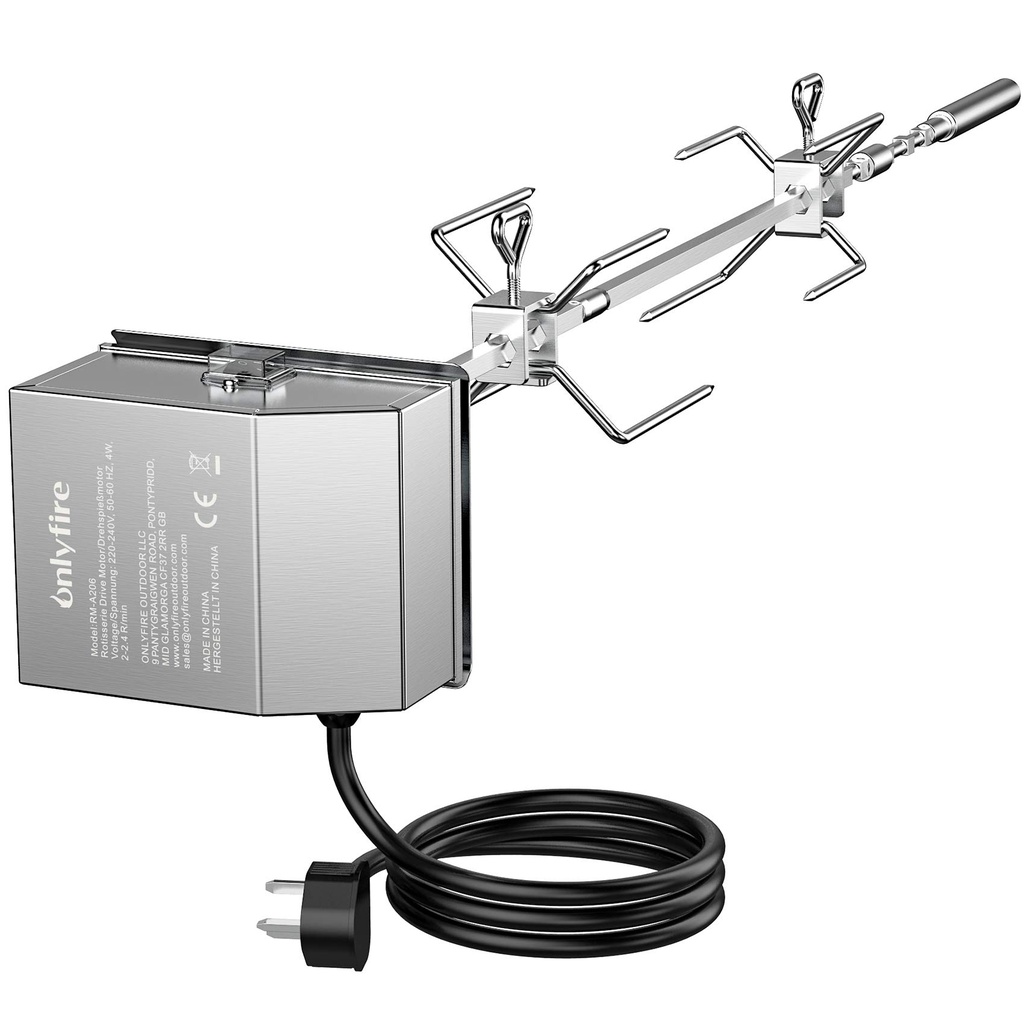 onlyfire BRK-6045 Stainless Steel Grill Rotisserie Kit with 18KG UK motor for Weber Spirit