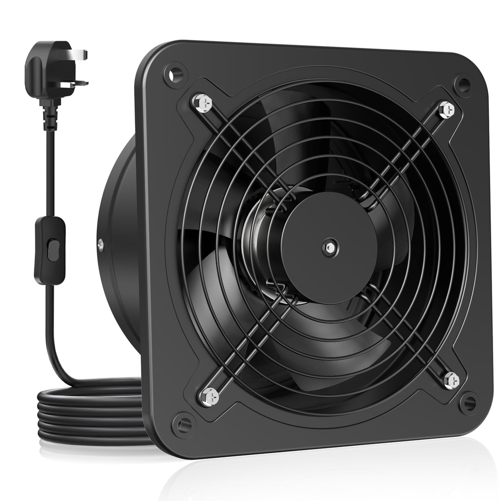 HG Power 250mm Kitchen Extractor Fan 1680m??/h | Quiet Wall Ventilation Fan with On/Off Swi