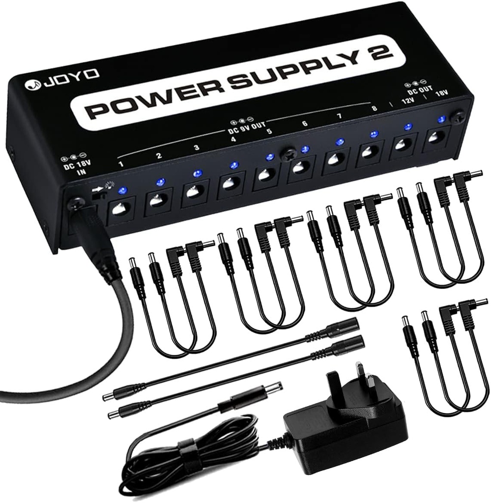 JOYO Guitar Effect Pedal Power Supply Isolated 9V 12V 18V (100mA, 500mA) 10 Outputs Jacks
