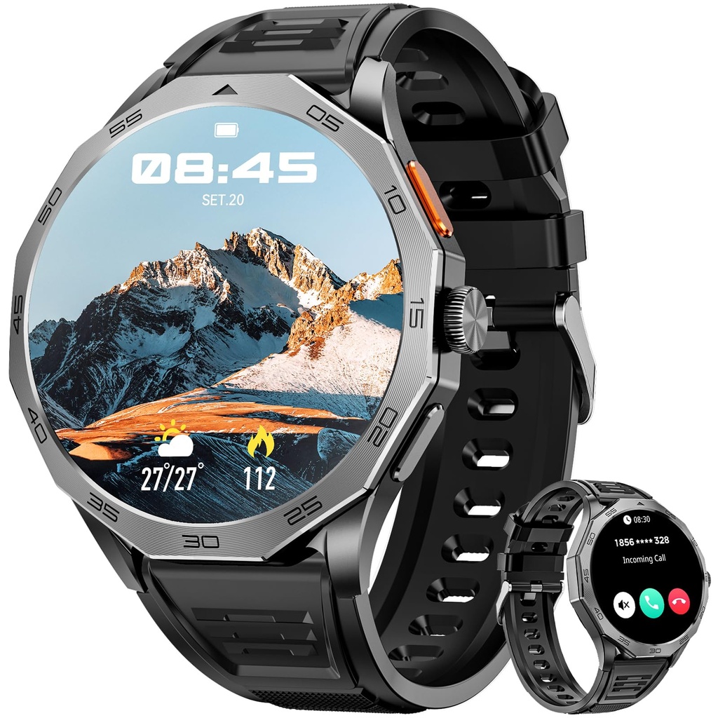 Military Smart Watch for Men Answer/Make Calls 710mAh Big Battery, 1.85" HD Ultra Screen wi