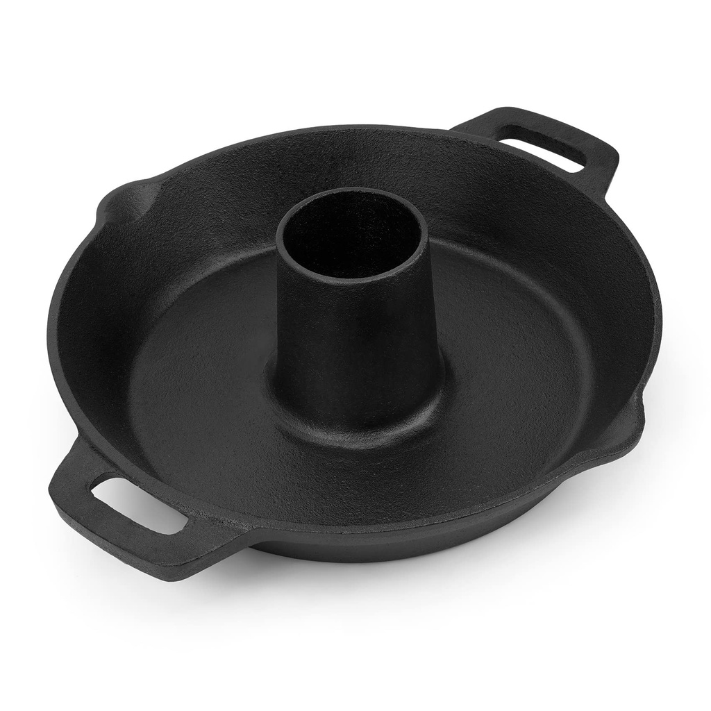 Onlyfire Cast Iron Chicken Roaster Stand, BBQ Poultry Roaster Pan with Pour Spout and Handl