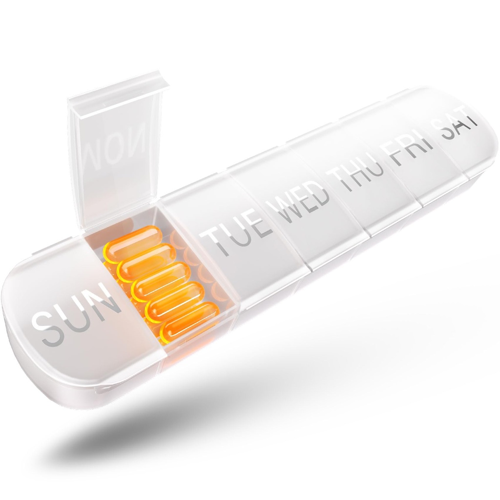 Weekly Pill Boxes 7 Day 1 Times a Day, Travel Pill Box 7 Day Extra Large Compartments Vitam