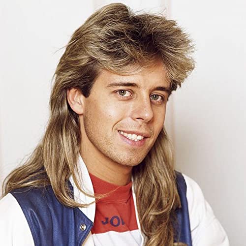 Baruisi Mullet Wigs for Men 70s 80s Halloween Costume Cosplay Wig,Light Brown