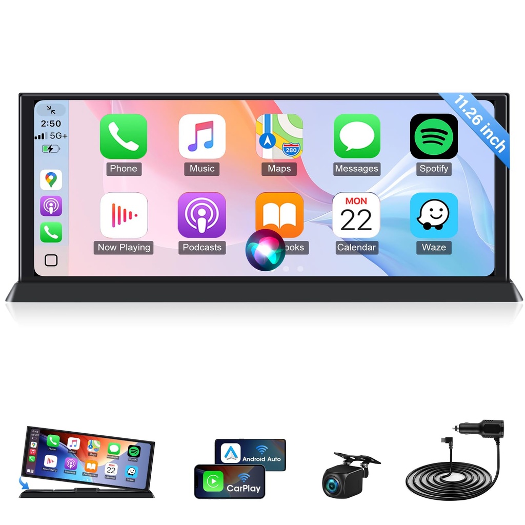 Vtopek 11.26 inch Largest Car Play Screen with 2 Brackets Wireless Apple Carplay Android