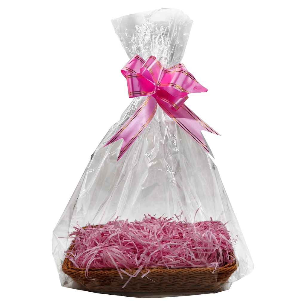 35 x 25 CM Hamper Basket Kit for Gifts, 1 Piece Basket, 1 Pack Ribbons for Gift Wrapping, 2