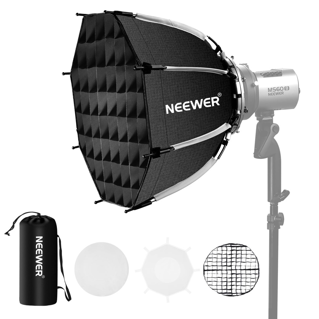 NEEWER 17.7"/45cm Octagonal Softbox Bowens Mount, Quick Folding Quick Set Up with Diffusers