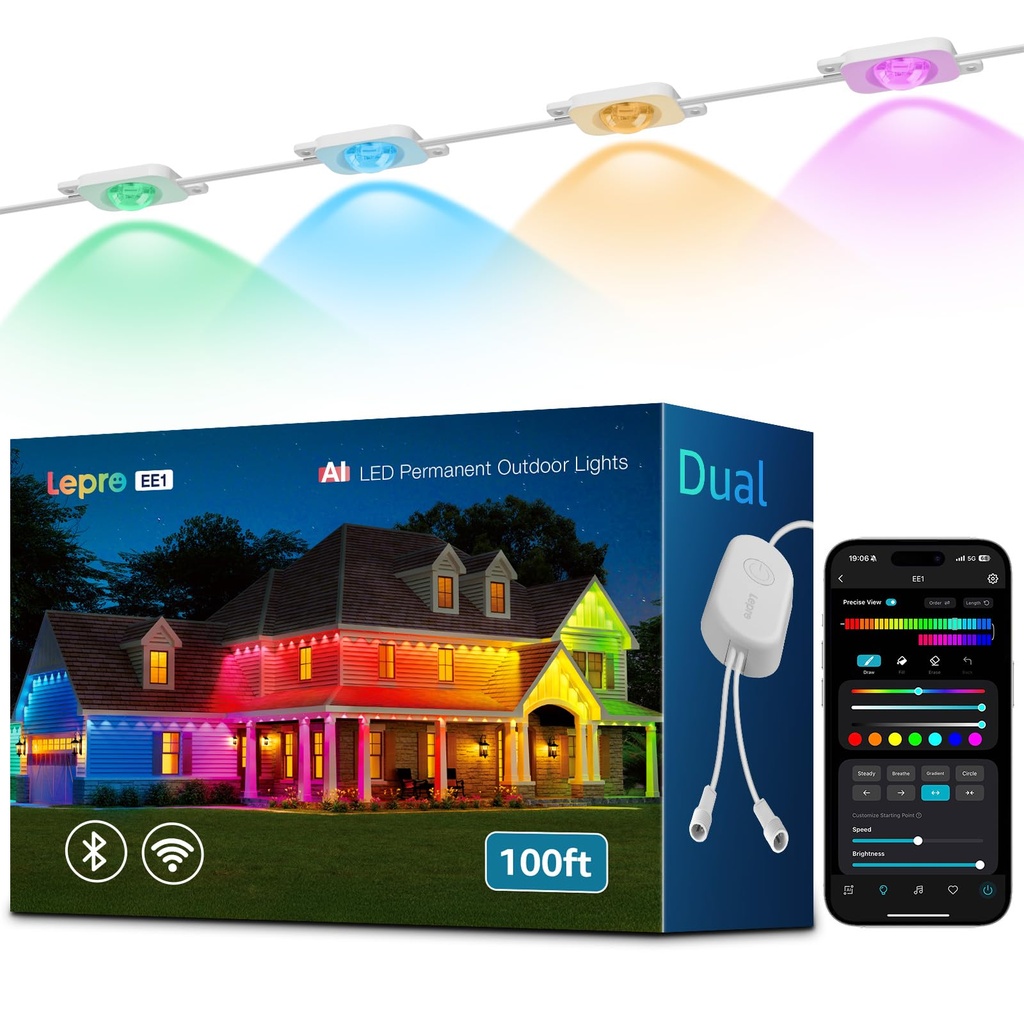 Lepro EE1 AI Permanent Outdoor Lights 30m, Smart Outdoor Christmas Lights Waterproof