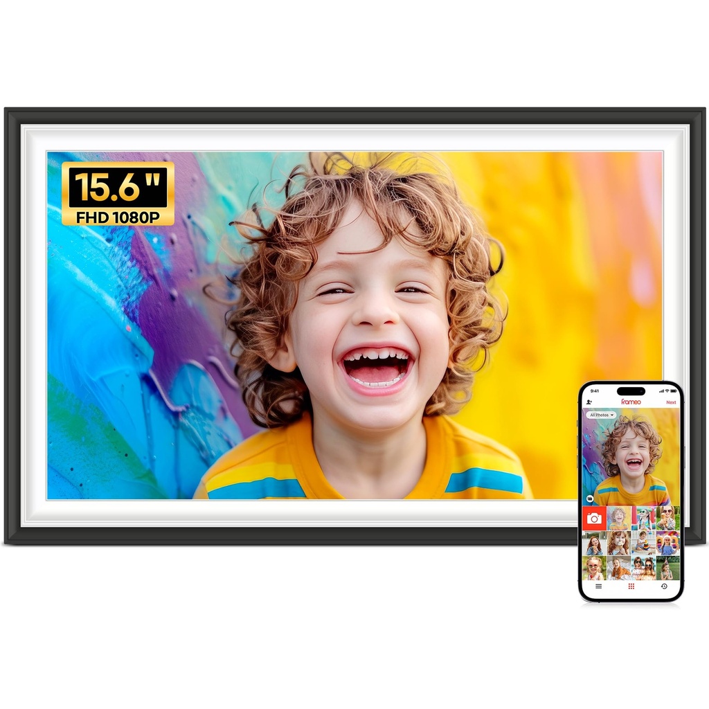 Frameo Digital Photo Frame -15.6" WiFi Large Digital Picture Frame with 1920x1080 FHD IPS 