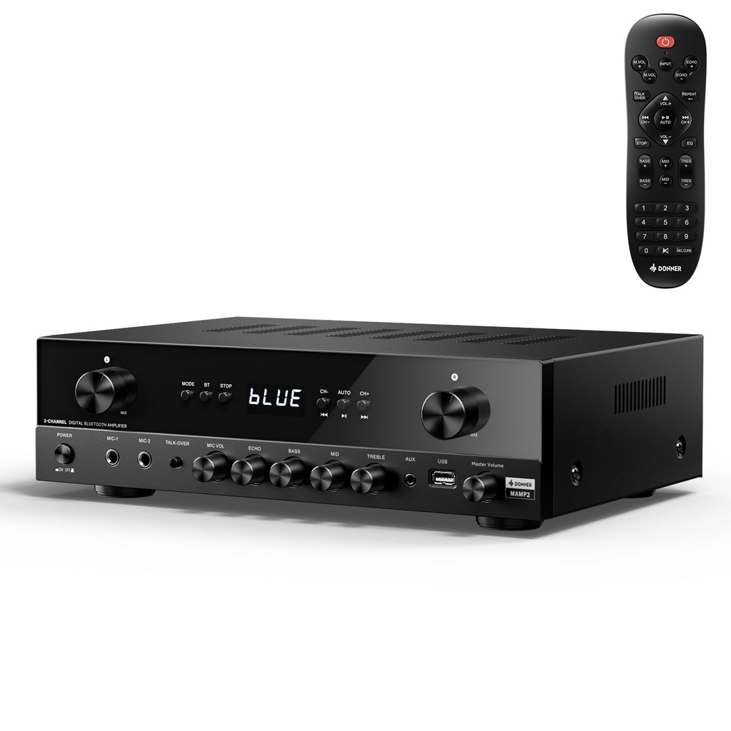 Donner Stereo Receivers, 5.1 Channel Audio Amplifier with Bluetooth 5.3, Optical/Coaxial