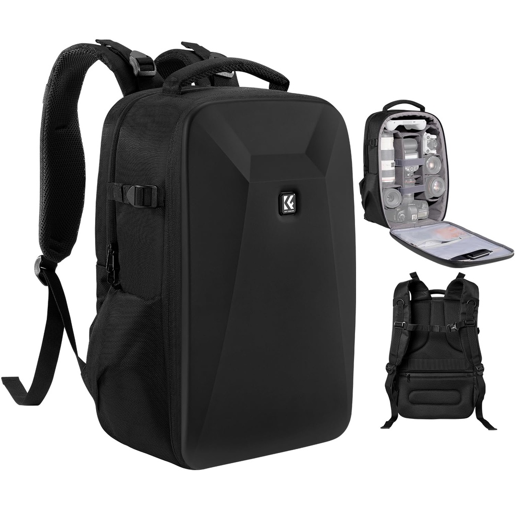 K&F CONCEPT Camera Backpack,Hardshell DSLR Photography Camera Bag with 15-15.6 Inch Laptop