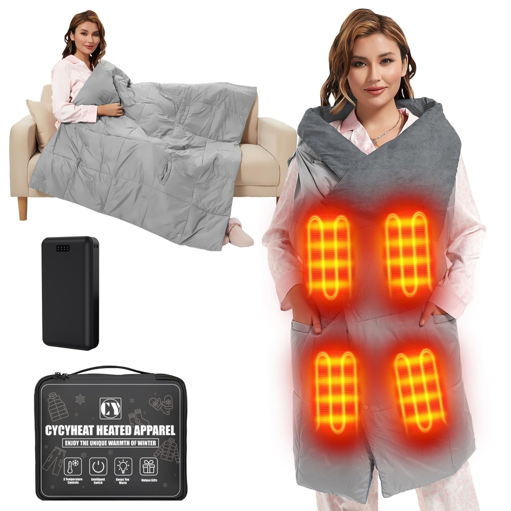 20000mAh Heated Blanket Battery Operated - 7.4V DC Portable Wireless Cordless USB Heating B