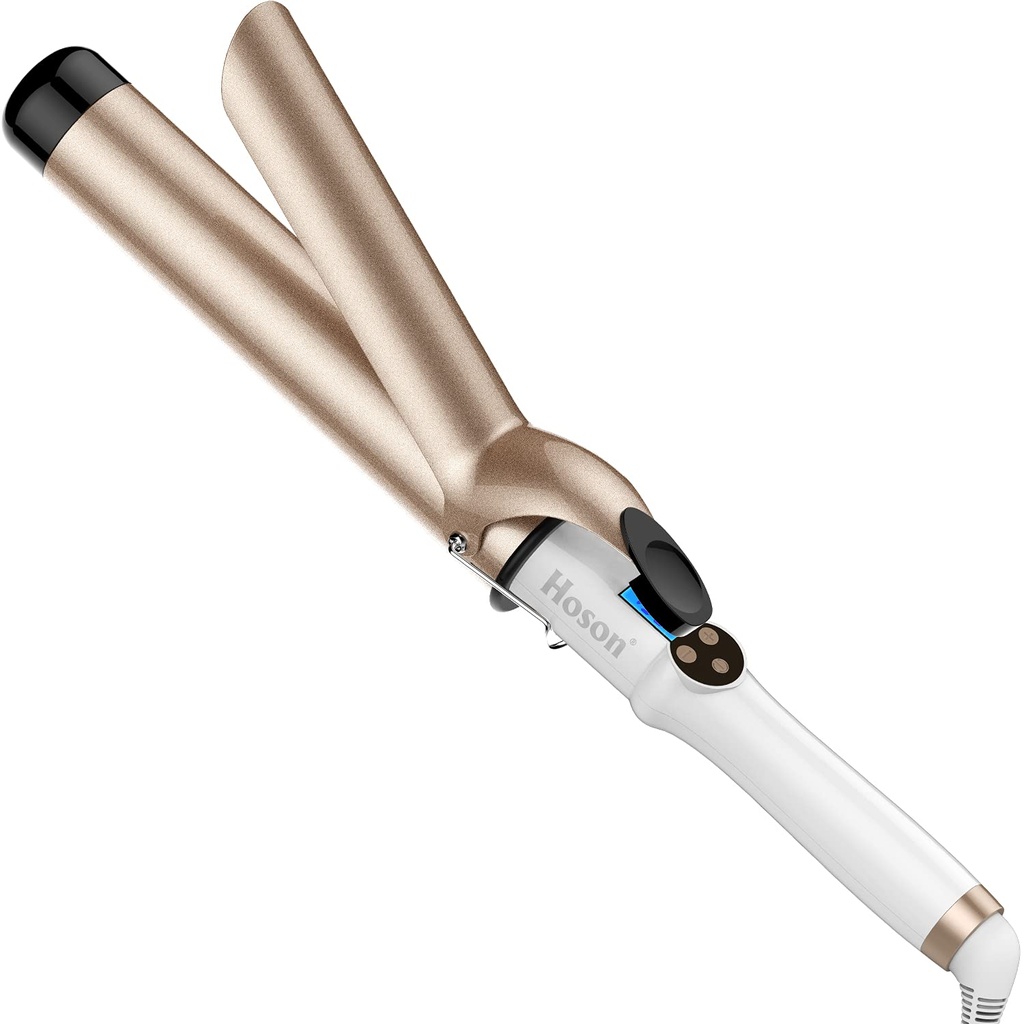 Hoson 38mm Curling Tongs Large Barrel, 1.5 Inch Long Barrel Curling Wand Dual Voltage, Cera